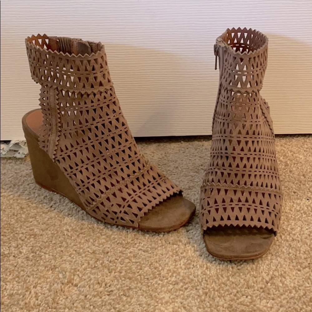 Jeffrey Campbell Tan/Brown Suede Wedge Sandals